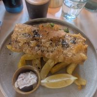Tofu fish and chips at Ffarm Hall in Abergele