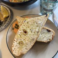 Focaccia with white bean hummus   at Ffarm Hall in Abergele