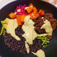 Black Bean Rice Bowl. at Ffarm Hall in Abergele