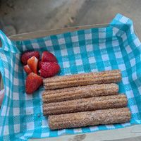 Churros (chocolate sauce is not vegan, so we got it without) at Loco Bites in Airlie Beach