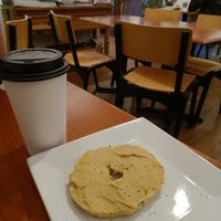 Coffee and a plain bagel at Ragged Edge Coffee House in Gettysburg