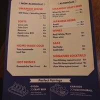 Drink menu at Umamido Ramen & Sushi Bourse in Brussels