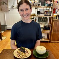 Cheesecake and cappuccino   at KONEKO VEGAN COFFEE in Taipei
