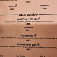 Vegan menu items at Nicaragua Grande Cafe Brunch Budapest in Budapest