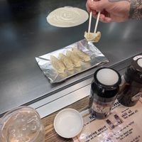 Vegan dumplings  at Nagataya in Hiroshima
