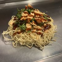 Vegan Okonomiyaki (Option G) with okonomiyaki sauce   at Nagataya in Hiroshima