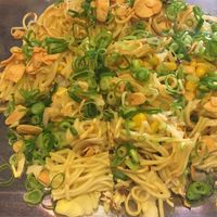 Garlic, green onion, corn at Nagataya in Hiroshima