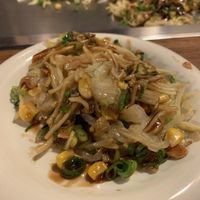 Okonomiyaki with yakisoba !  Delicious 👍👍 at Nagataya in Hiroshima
