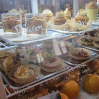 Not the clearest photo ever, but these were the vegan, organic, gluten-free dessert options the day I arrived. at Rest'o in Bordeaux