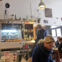 A look inside the restaurant on a busy Monday at lunchtime. at Rest'o in Bordeaux
