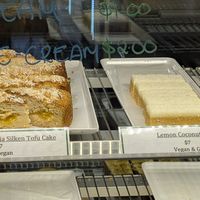 Two vegan cakes at Mountain View Cafe in Maleny