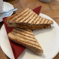 grilled sandwich with vegan cheese and seitan  at Black Veg in Bonn