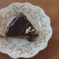 Chocolate walnut cake at Black Veg in Bonn