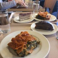 Spinach lasagne at Vega City in Budapest