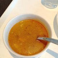 Vegetable soup at Vega City in Budapest