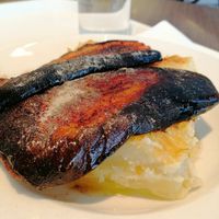 Potato casserole with baked eggplant at Vega City in Budapest