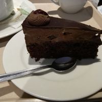 A chocolate cake at Vega City in Budapest