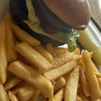 Burger with fries  at Off the Hook in Kapolei