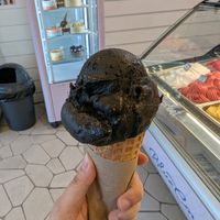Black Hawaii scoop at Blue Cow Gelato Byron Bay in Byron Bay