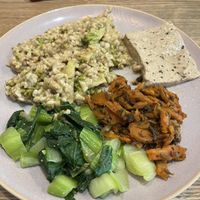 Vegan mix. You can choose three of many different vegan plates  at Amrita Caffè & Bistrot in Milan