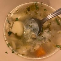 Traditional vegetable soup called ‘borş’ — not to be confused with borscht. Very tasty! at CUIB in Iasi
