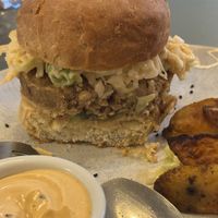 Dry and uninspiring vegan burger  at CUIB in Iasi