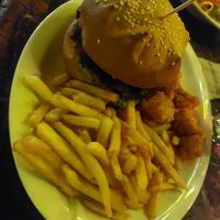 Burger, cauliflower wings, fries  at El Avion in Manuel Antonio
