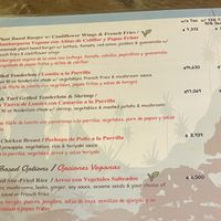 Menu  at El Avion in Manuel Antonio