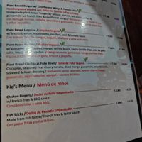 Plant-based section on menu at El Avion in Manuel Antonio