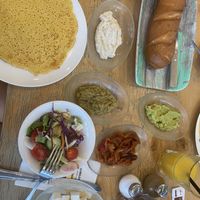 Vegan breakfast with white bread  at Greg Cafe in Raanana