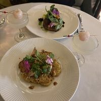 Cauliflower steak, roasted eggplant. Both delicious and really well cooked.  at Gowings in Sydney