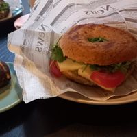 vegan caprese bagel at Cafe DearDarling in Marburg