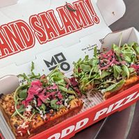 Plant pizza at MOTO Pizza Pioneer Square in Seattle