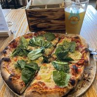You can request a non-dairy pizza. It had artichoke hearts and fresh basil. Very tasty !  at Wheelhouse Brewing Company in Prince Rupert