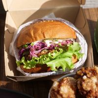 Hiroshima's famous Vegan Peace Burger at Vegan Peace OTEMACHI  in Hiroshima