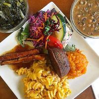 Organic soul food platter at Stuff I Eat in Inglewood