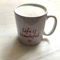 mushroom latte  at Tanya's Cafe in South West London