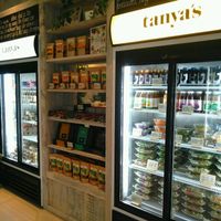 Fridges with the offered food at Tanya's Cafe in South West London