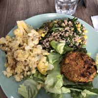 cauliflower gratin, farro and vegan burger  at 'O Grin in Naples