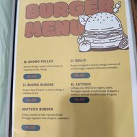 Burger menu at 'O Grin in Naples