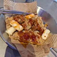 Vegan 'chicken' with tteok-bokki at Joomak Sheffield in Sheffield