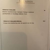Menu May 2026 at Yemayá's - ZoJazz Stage in Amsterdam