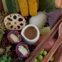 Japanese Macrobiotic Bowl: lotus root. Edamame, grated daikon and ginger pickle,  at Roots Plant-based Cafe - Hẻm 41 Xuan Thuy in Ho Chi Minh City