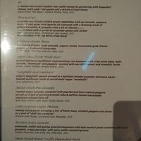 Veg/Vegan Dinner menu as of 4/10/18 at Marmalade in San Juan