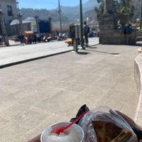 Empanadas and the drink at Comida Taiwanesa in Quetzaltenango