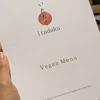 Dedicated vegan menu at Itadaku in Dubai