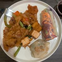 Pad see ew, mushroom dumpling, and rice wrap at BUA THAI KITCHEN in Albany