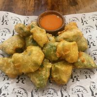 Beer-battered fried avocado - 45Q. Salsa roja (the best one)  at Tacorazon in Antigua