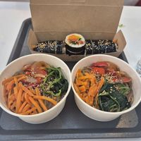 Vegan Gimbap and Japchae set at Arirang Kimbap restaurant(아리랑 김밥) in Busan