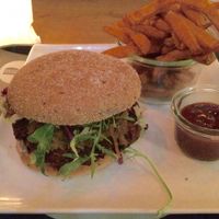 perser with sweetpotato fries at Hamburgerei in Munich